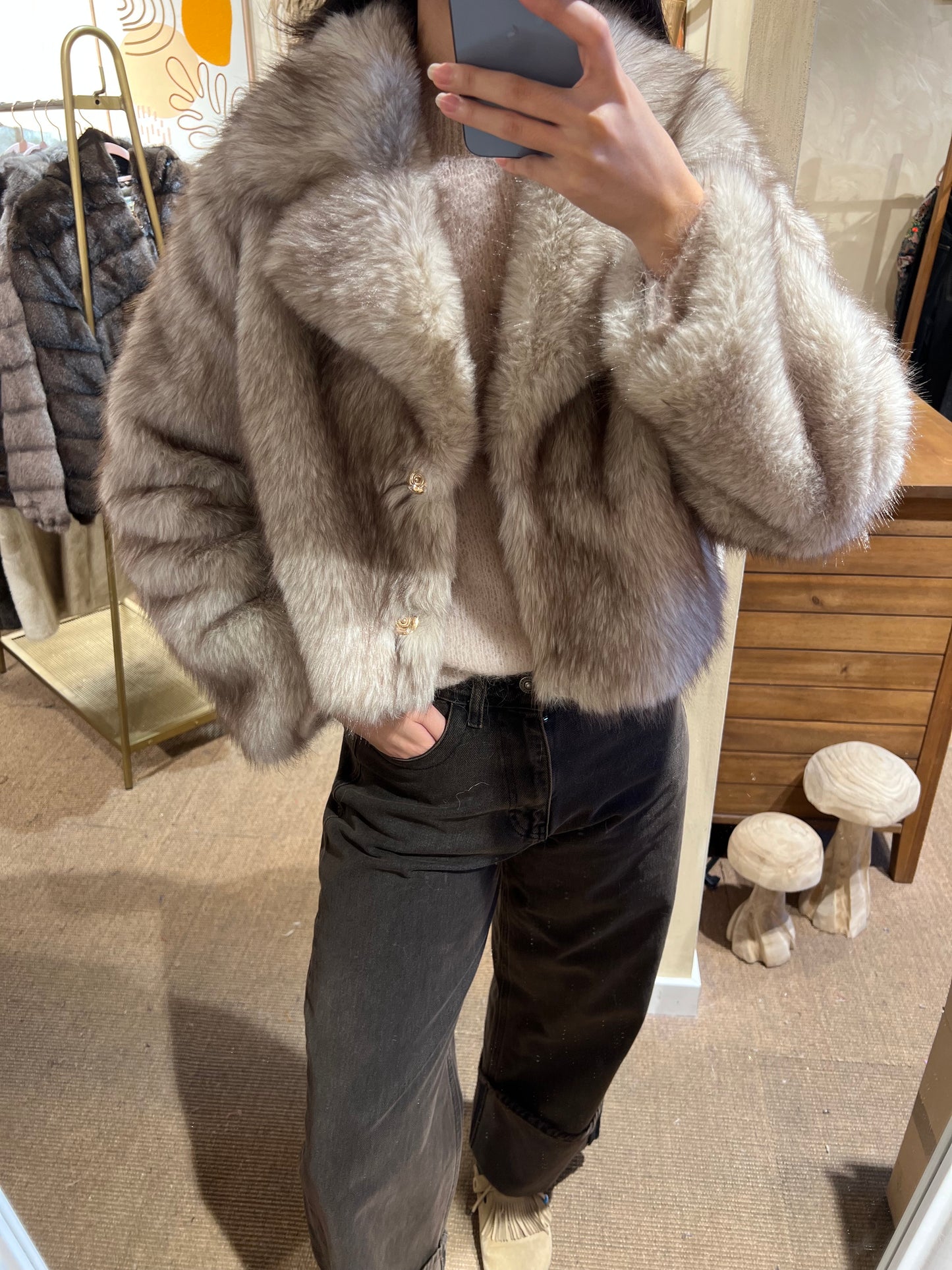 Faux Fur Cropped Jacket Winter Glow