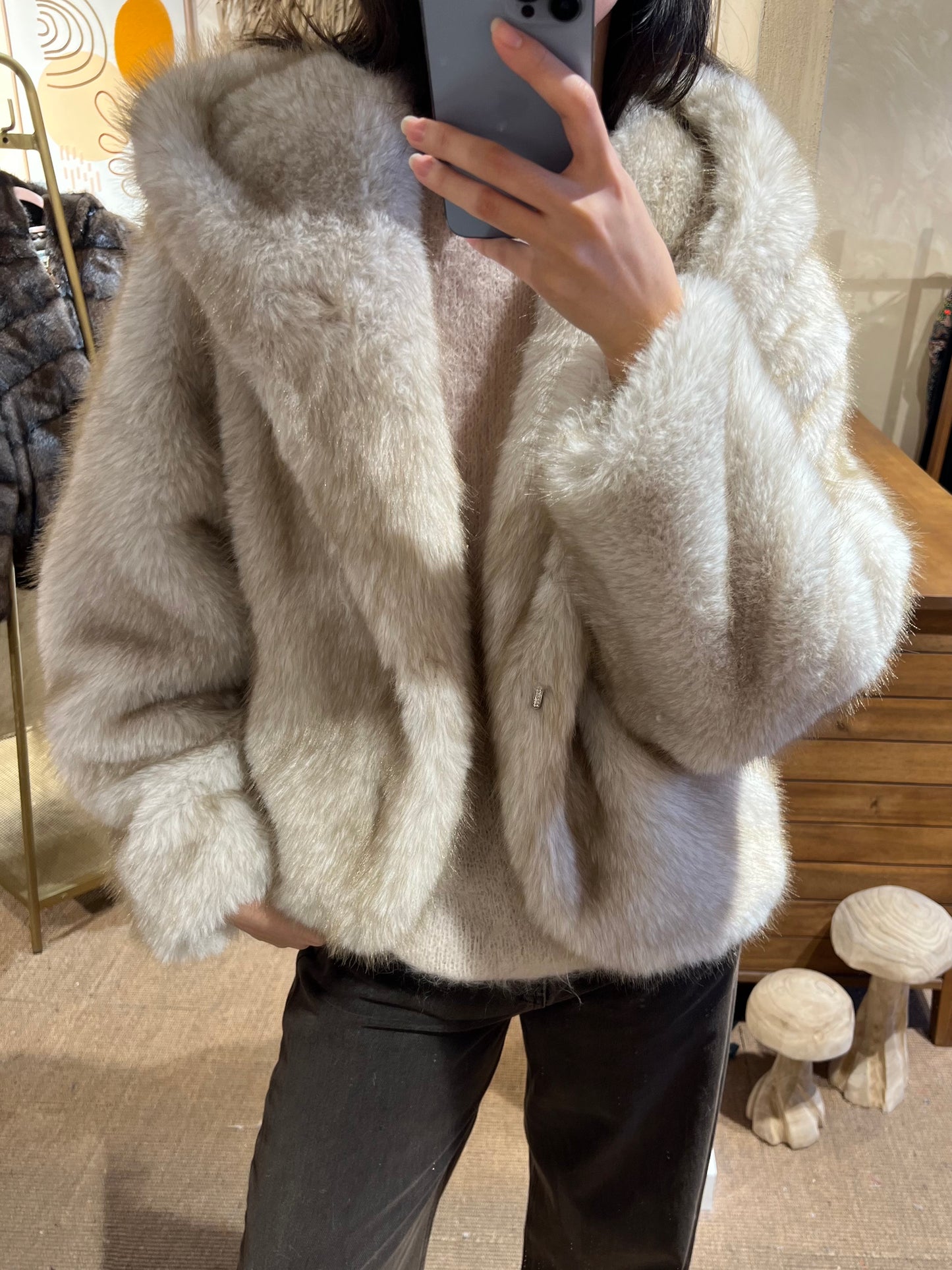 Faux Fur Jacket Champagne Cloud