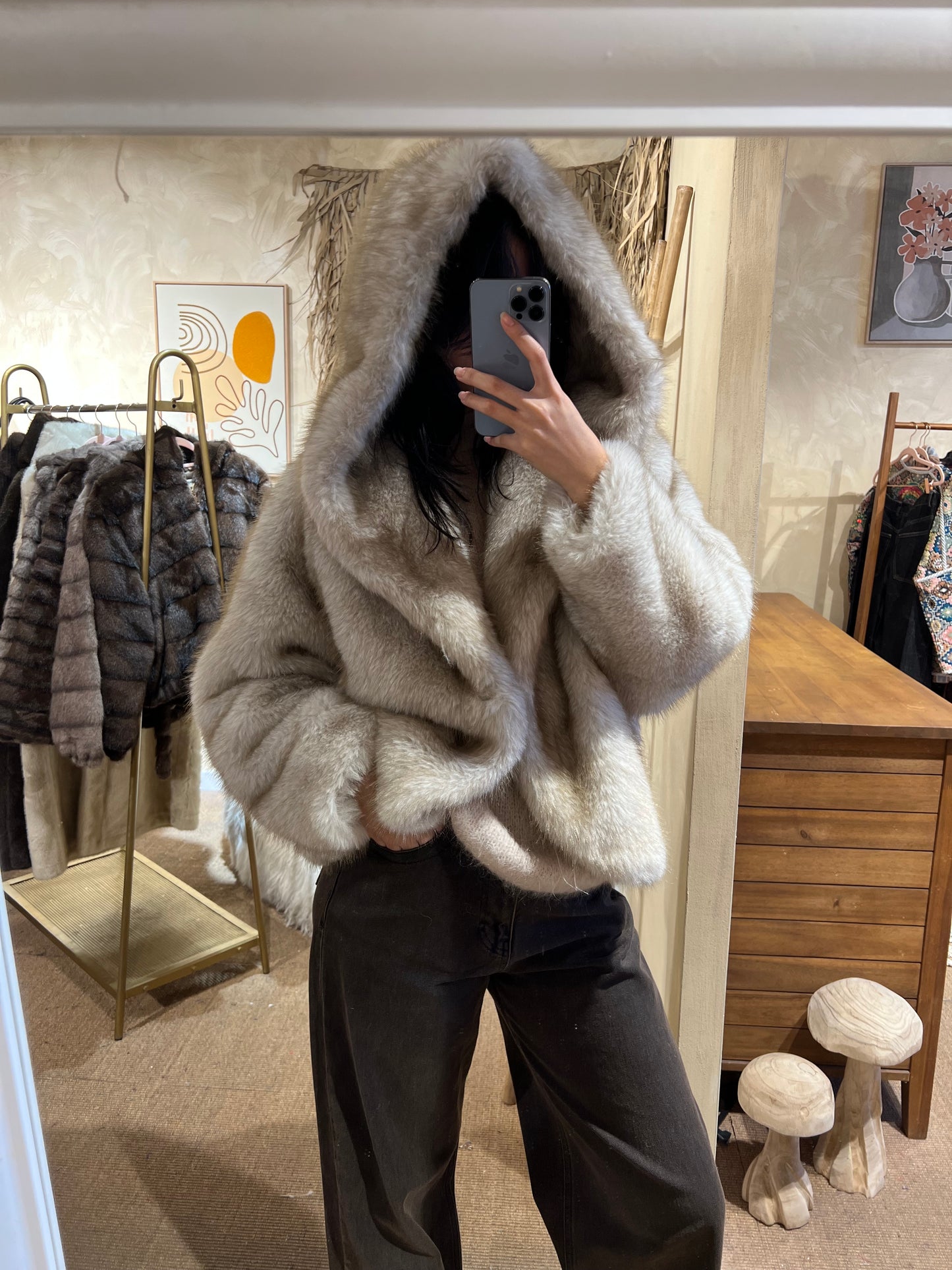 Faux Fur Jacket Champagne Cloud