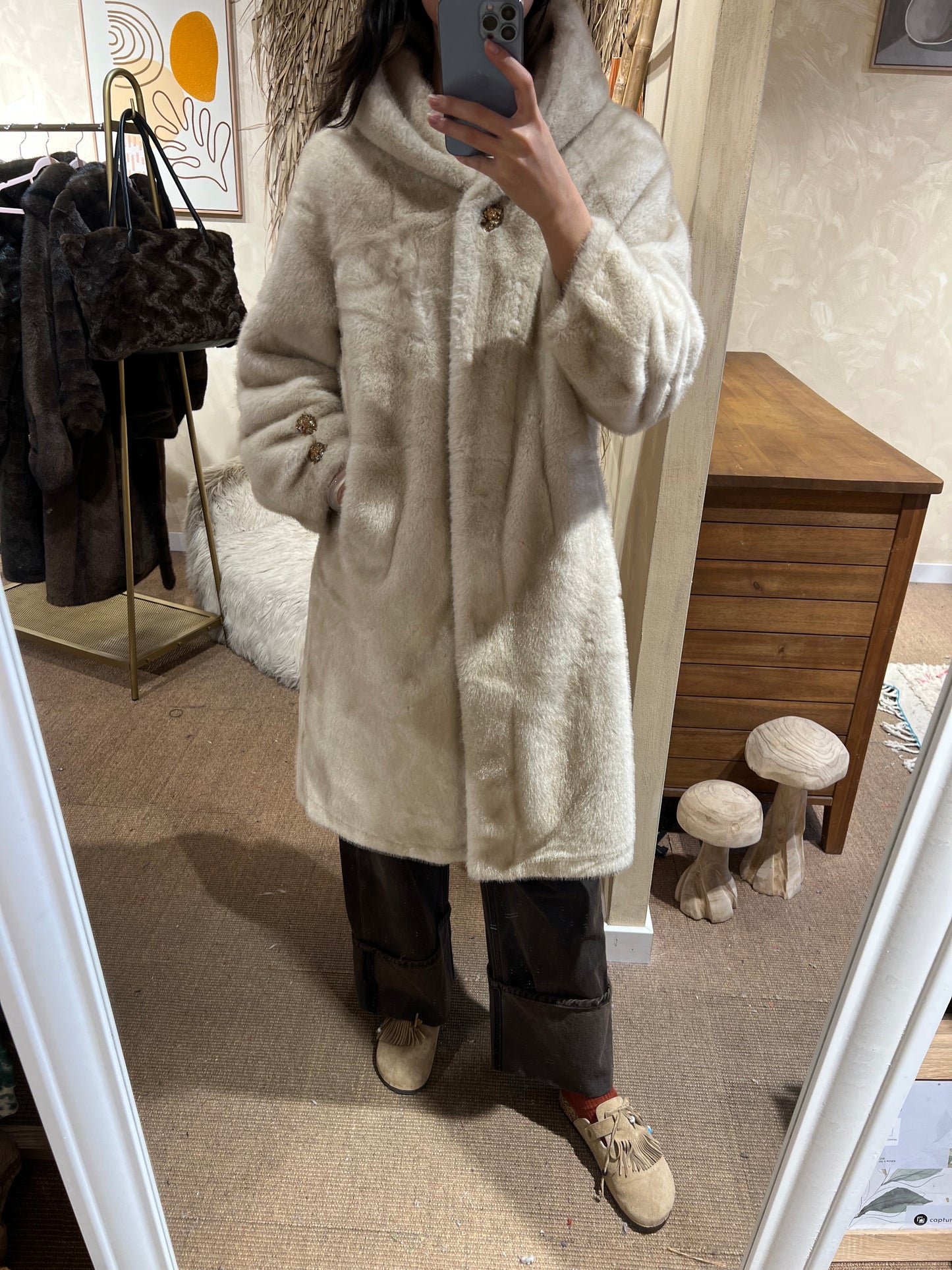 Faux Fur Long Coat Midnight Grace