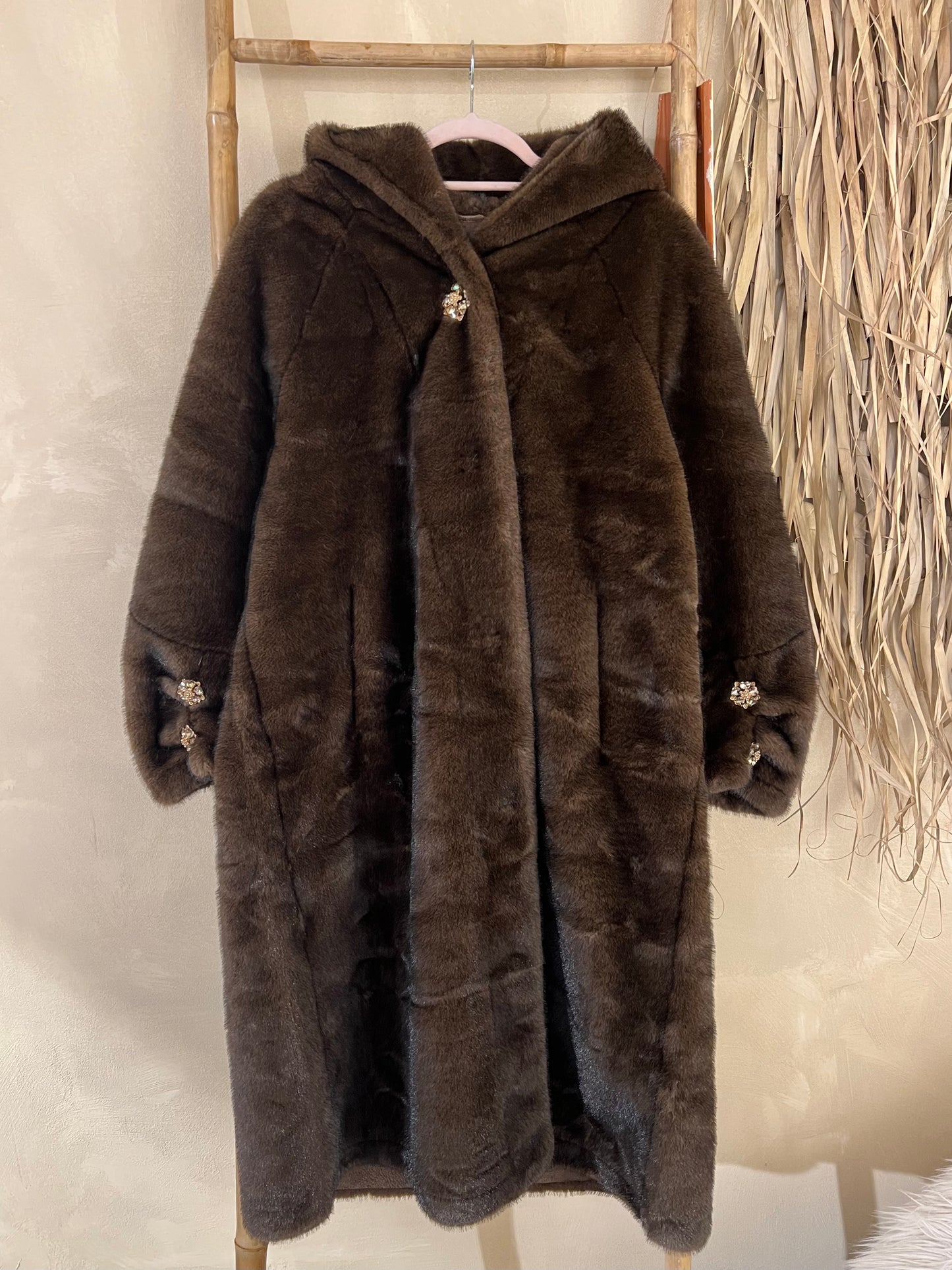 Faux Fur Long Coat Midnight Grace