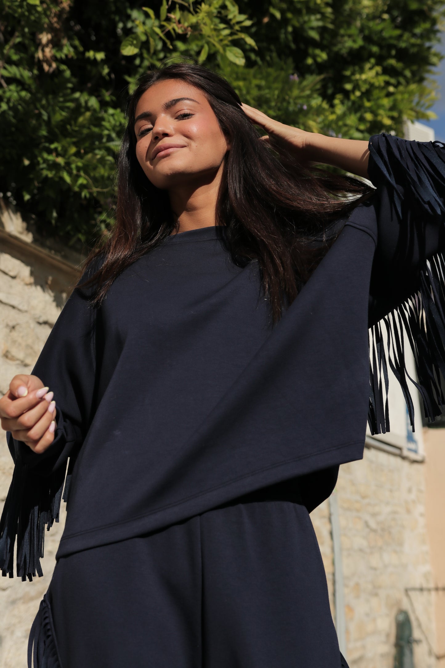 Fringe Sleeve Top Riviera