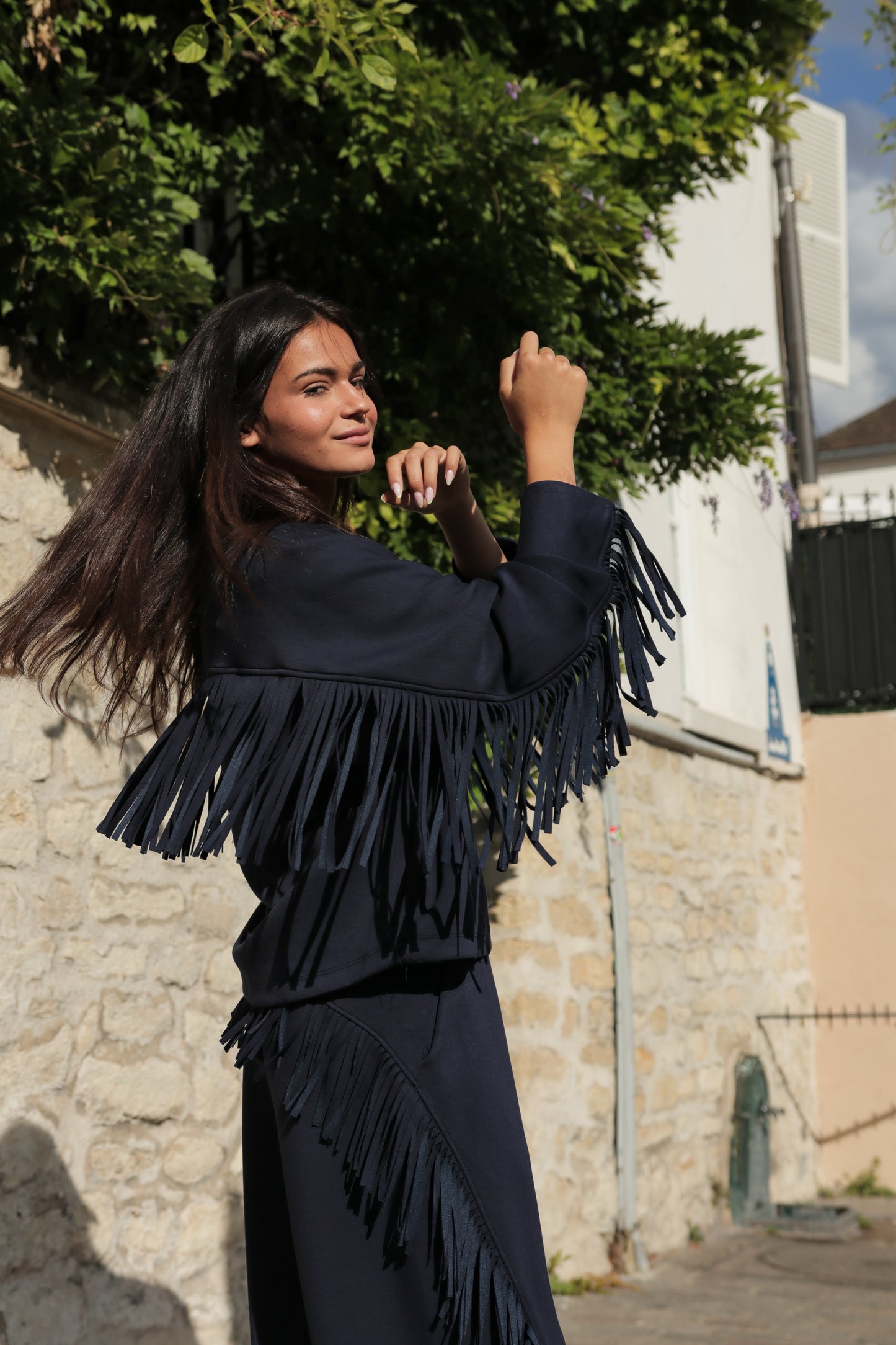 Fringe Sleeve Top Riviera