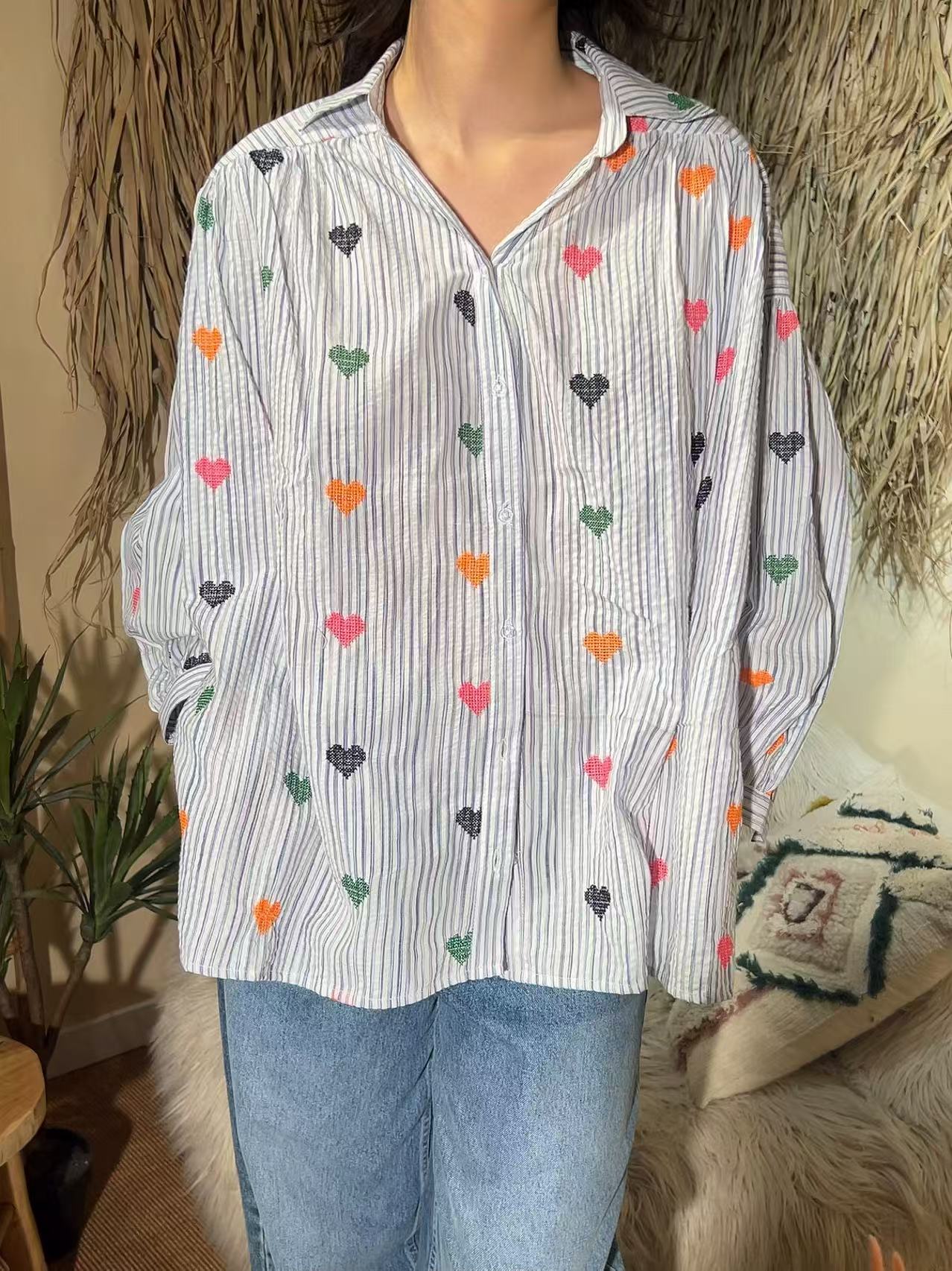 Chemise Coeur Bleue