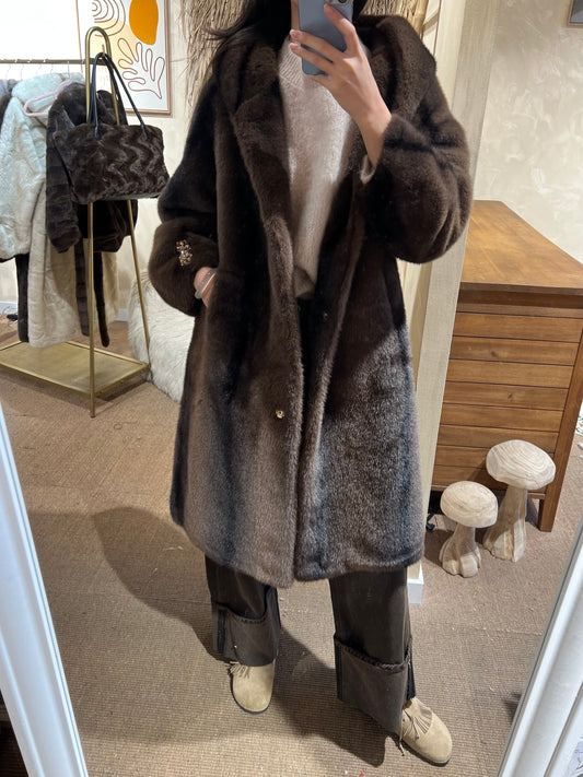 Faux Fur Long Coat Midnight Grace