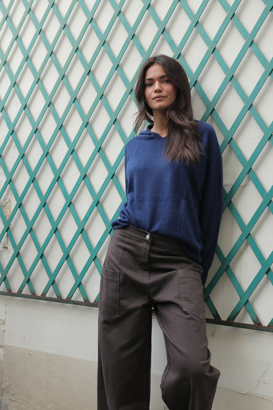 Pull col V en laine & cachemire Horizon